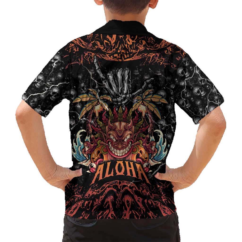 Aloha Halloween Family Matching Tank Maxi Dress and Hawaiian Shirt Horror Tiki Heavy Metal Style - Polynesian Pride