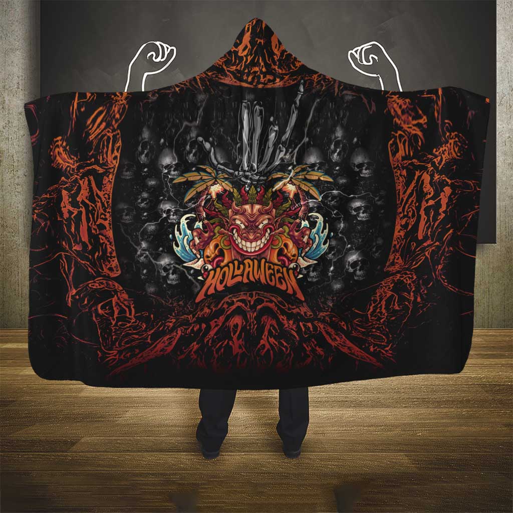 Aloha Halloween Hooded Blanket Horror Tiki Heavy Metal Style - Polynesian Pride