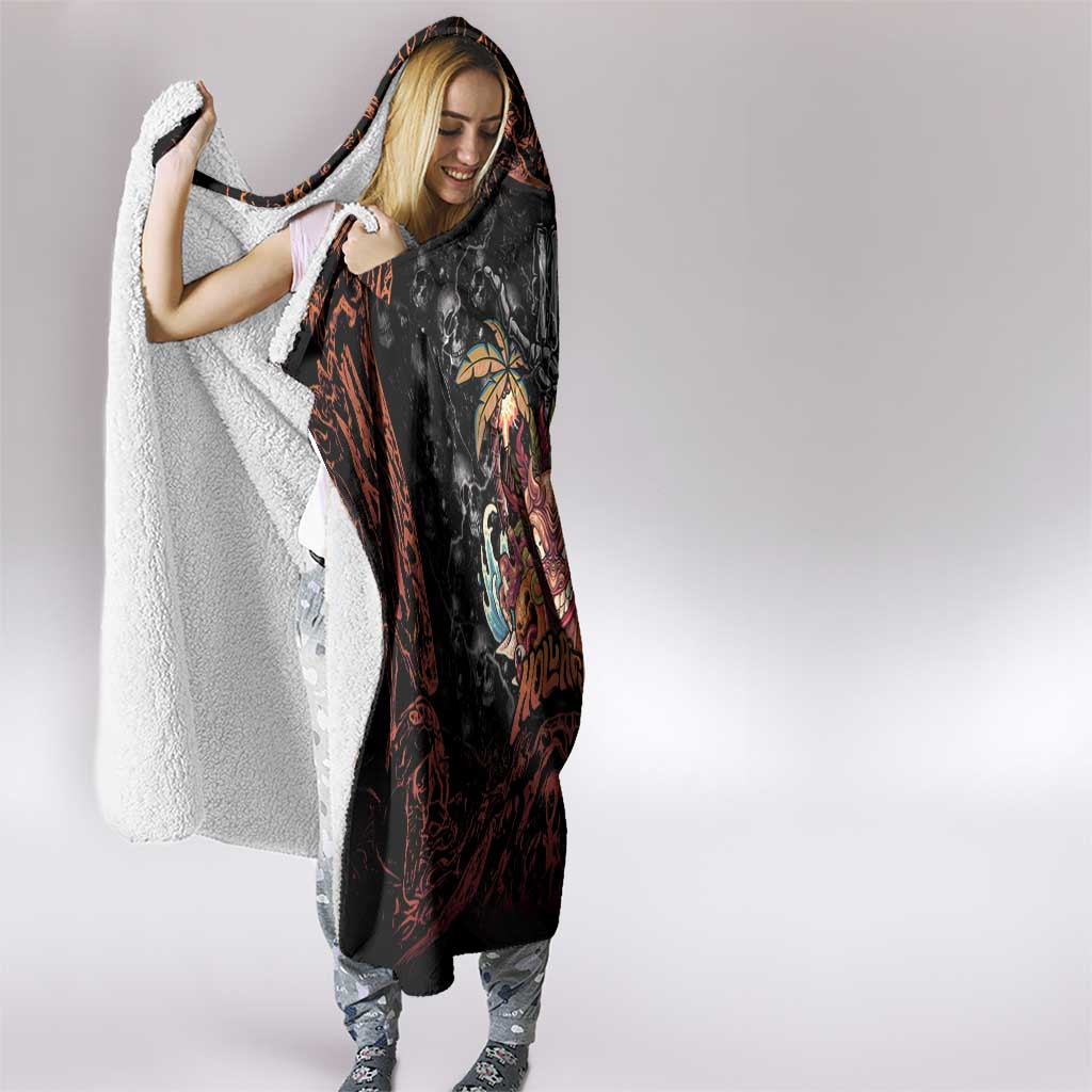 Aloha Halloween Hooded Blanket Horror Tiki Heavy Metal Style - Polynesian Pride