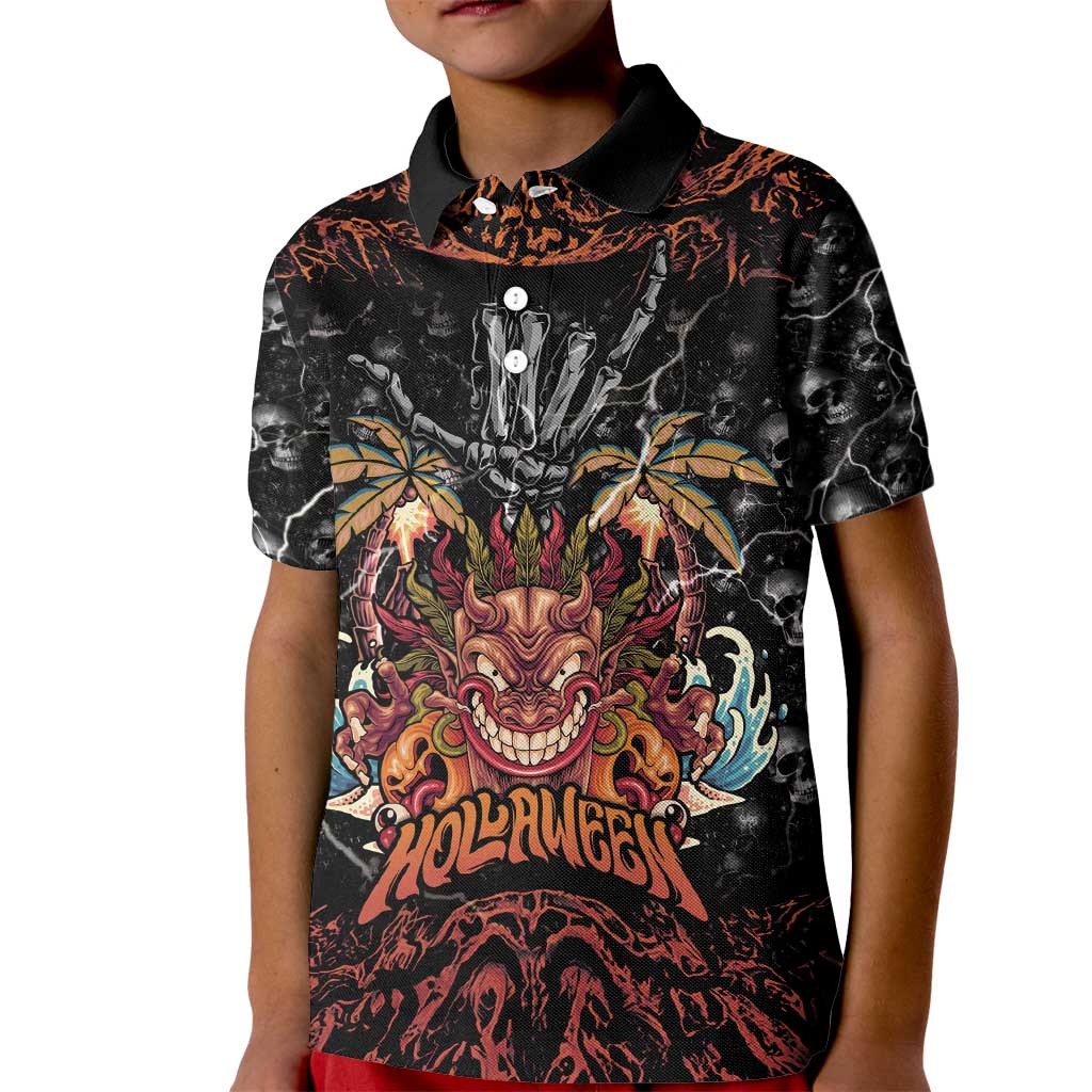 Aloha Halloween Kid Polo Shirt Horror Tiki Heavy Metal Style - Polynesian Pride