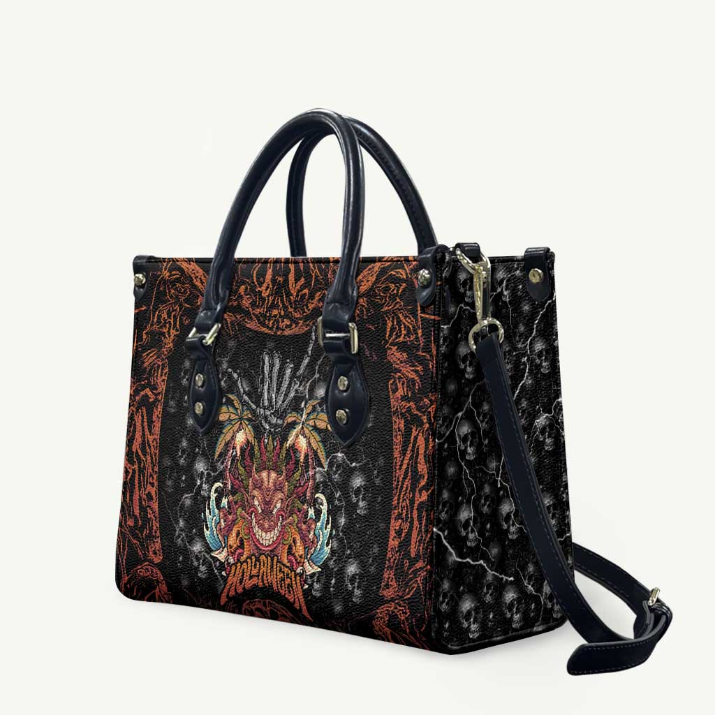 Aloha Halloween Leather Bag Horror Tiki Heavy Metal Style LT05 Black - Polynesian Pride