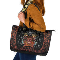 Aloha Halloween Leather Tote Bag Horror Tiki Heavy Metal Style LT05 Black - Polynesian Pride