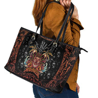 Aloha Halloween Leather Tote Bag Horror Tiki Heavy Metal Style LT05 - Polynesian Pride