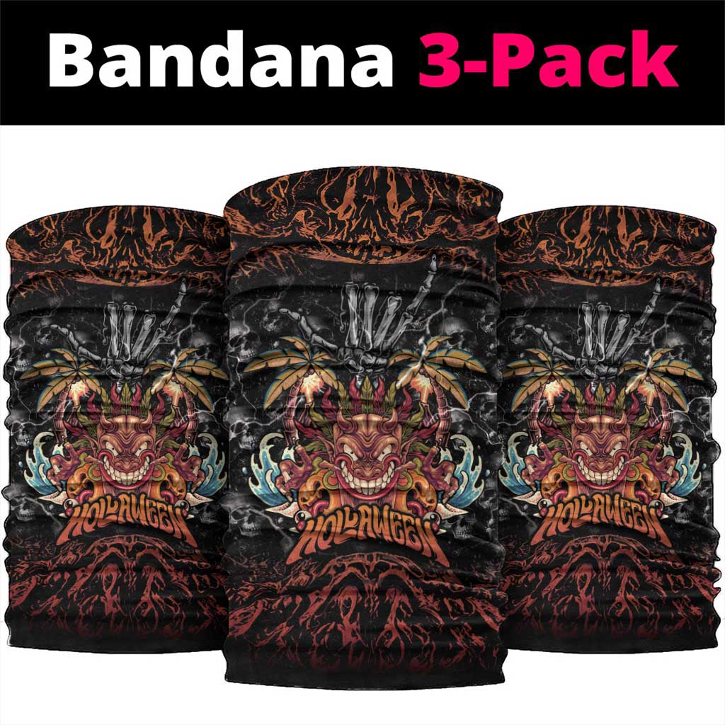 Aloha Halloween Neck Gaiter Horror Tiki Heavy Metal Style - Polynesian Pride