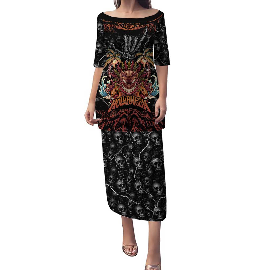 Aloha Halloween Puletasi Horror Tiki Heavy Metal Style - Polynesian Pride