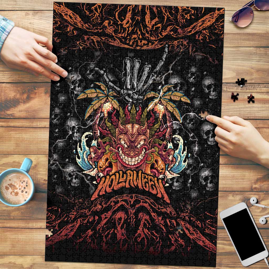 Aloha Halloween Puzzle Horror Tiki Heavy Metal Style - Polynesian Pride