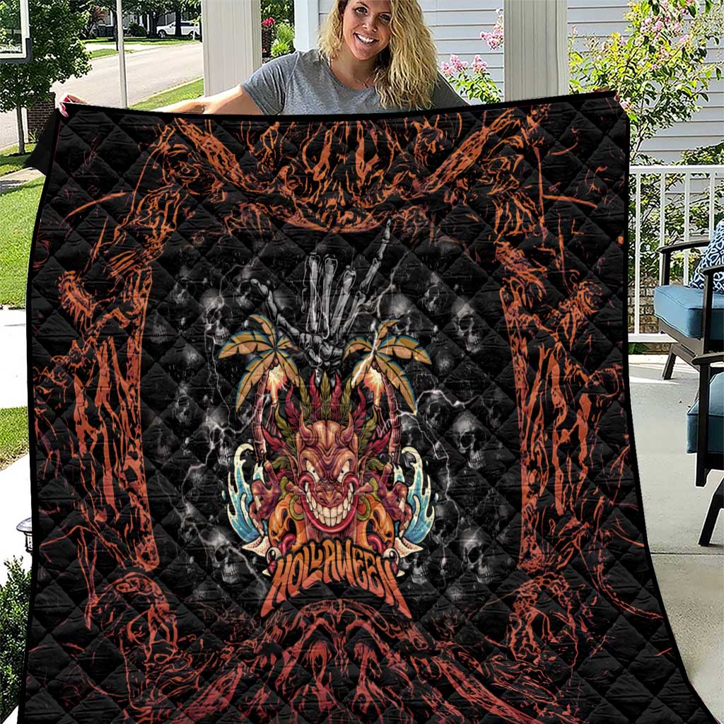 Aloha Halloween Quilt Horror Tiki Heavy Metal Style LT05 Black - Polynesian Pride