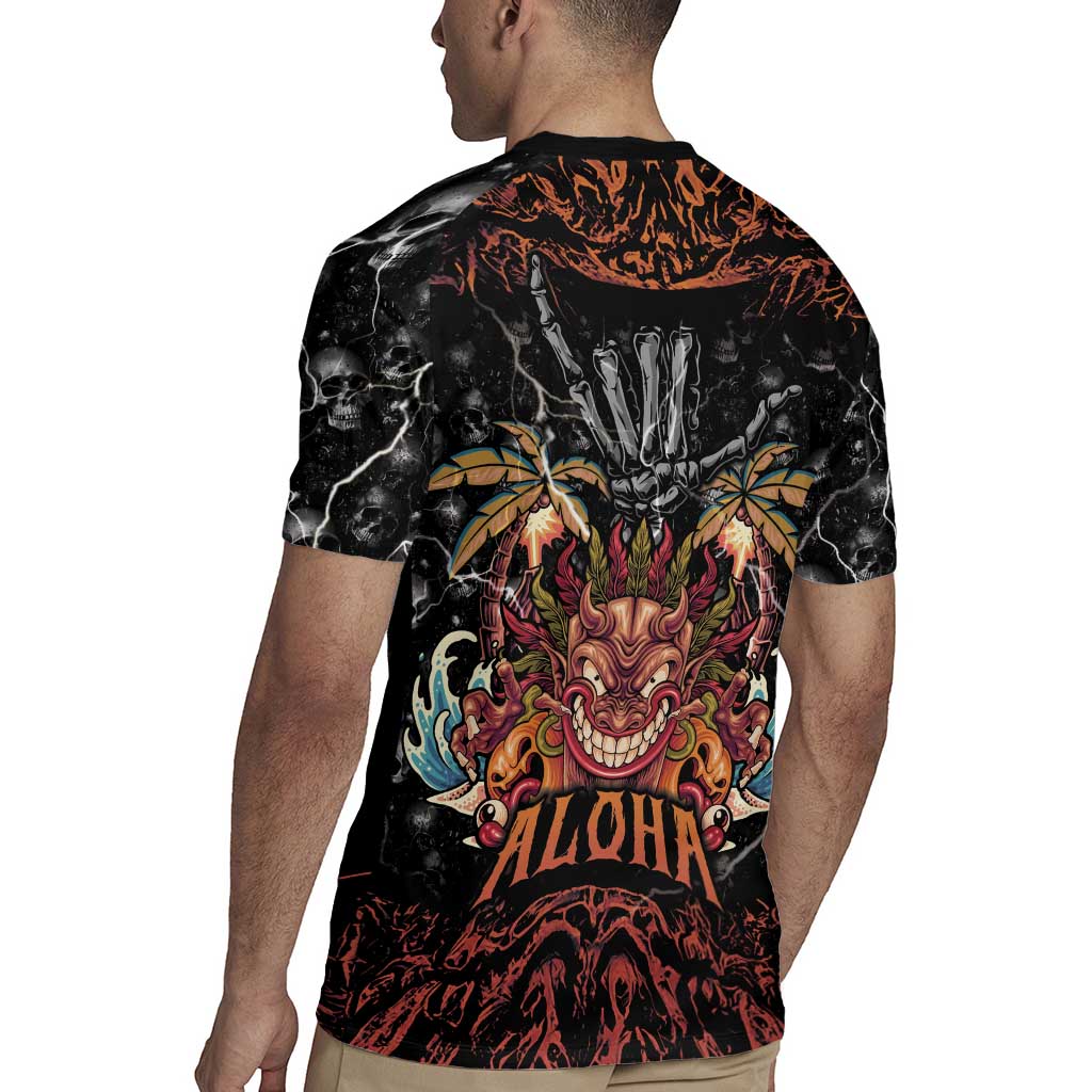 Aloha Halloween Rugby Jersey Horror Tiki Heavy Metal Style - Polynesian Pride