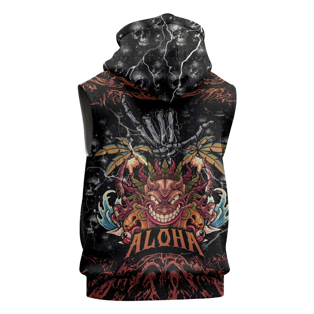 Aloha Halloween Sleeveless Zip Hoodie Horror Tiki Heavy Metal Style LT05