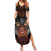 Aloha Halloween Summer Maxi Dress Horror Tiki Heavy Metal Style - Polynesian Pride