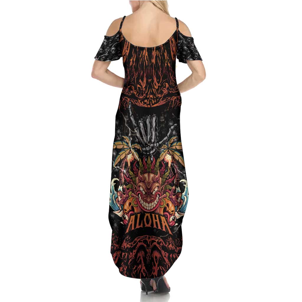 Aloha Halloween Summer Maxi Dress Horror Tiki Heavy Metal Style - Polynesian Pride