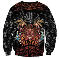 Aloha Halloween Sweatshirt Horror Tiki Heavy Metal Style - Polynesian Pride