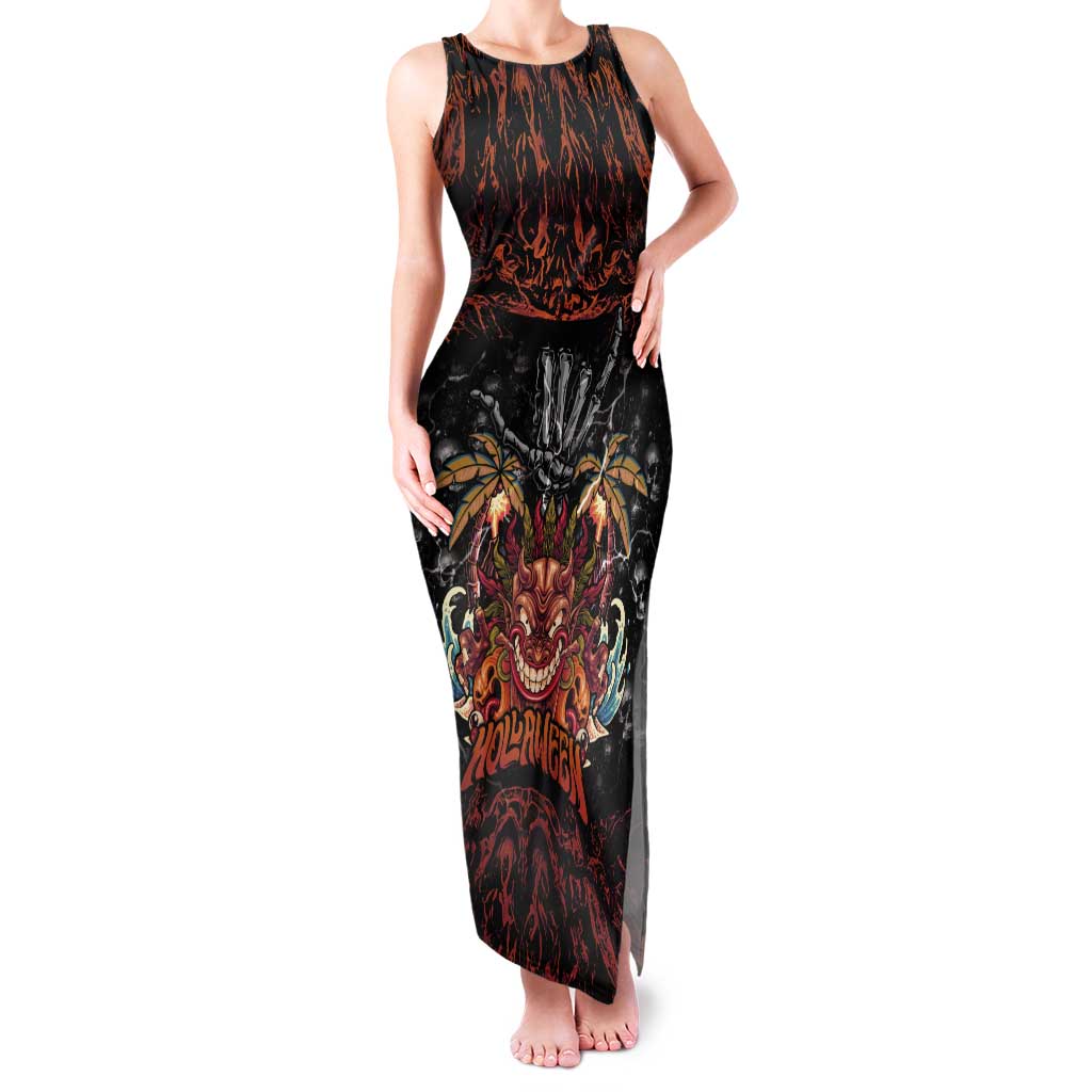 Aloha Halloween Tank Maxi Dress Horror Tiki Heavy Metal Style - Polynesian Pride