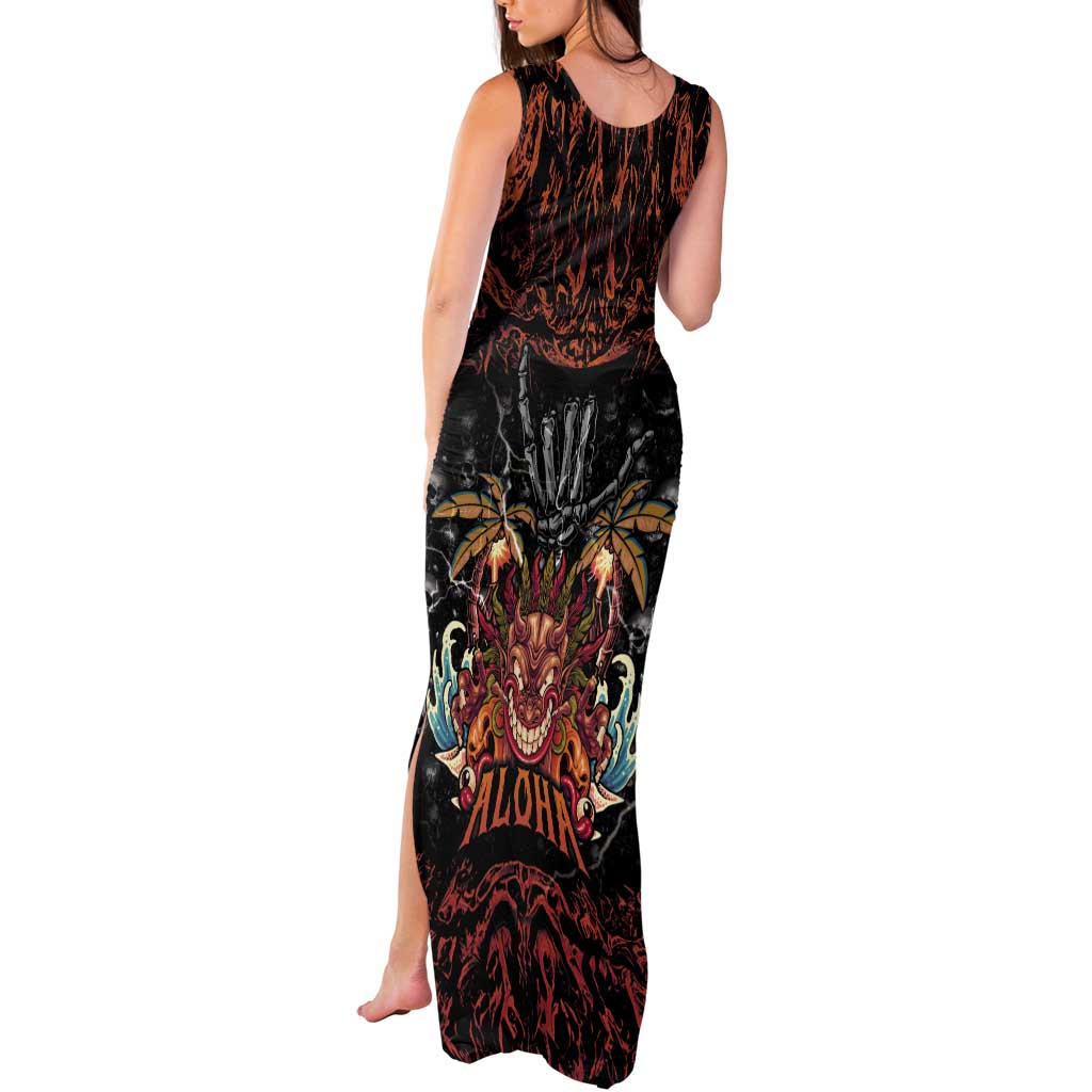 Aloha Halloween Tank Maxi Dress Horror Tiki Heavy Metal Style - Polynesian Pride