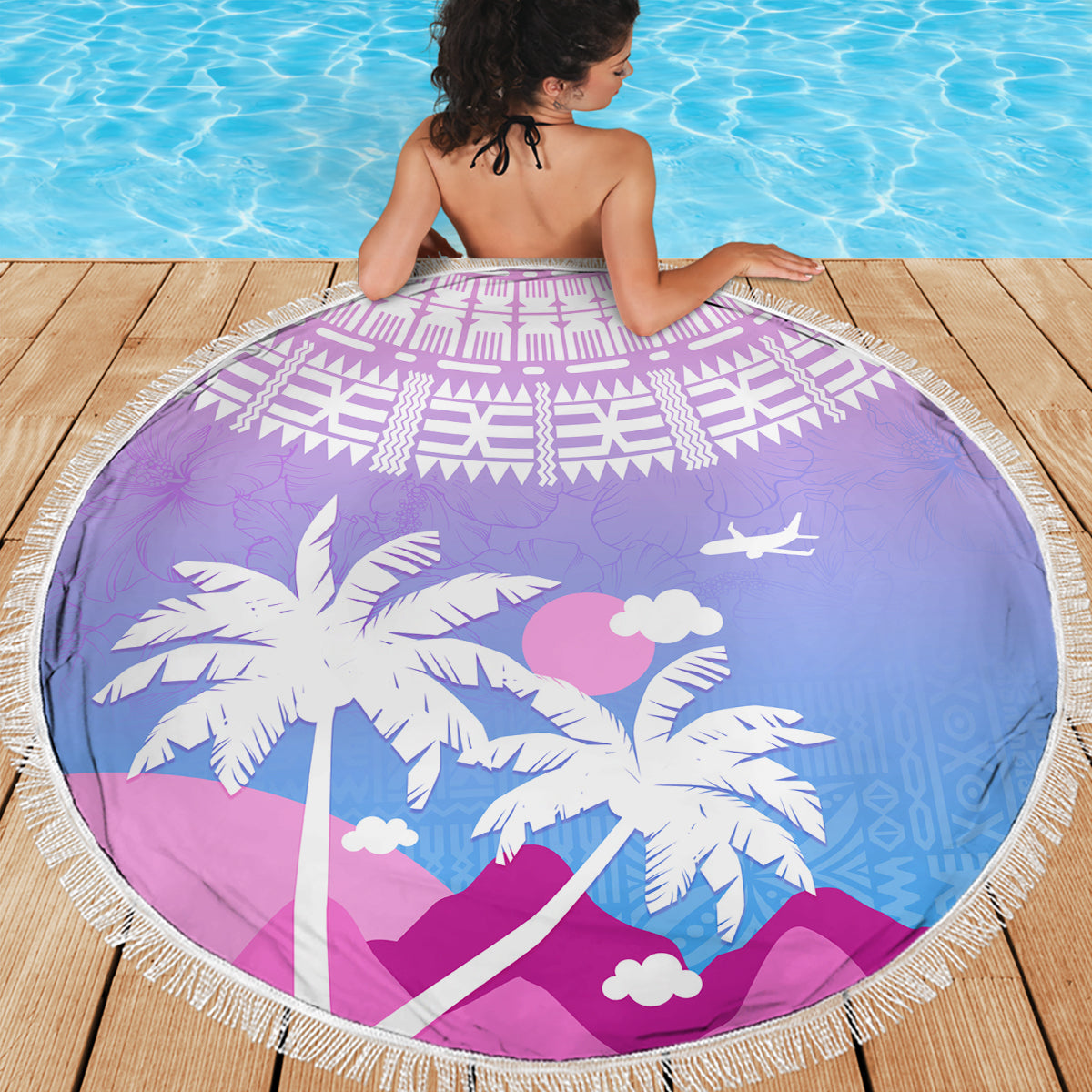Fiji Your Paradise Festival Beach Blanket With Fijian Masi Tapa Pattern LT05 - Polynesian Pride