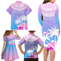 Personalised Fiji Your Paradise Festival Family Matching Long Sleeve Bodycon Dress and Hawaiian Shirt With Fijian Masi Tapa Pattern LT05 - Polynesian Pride