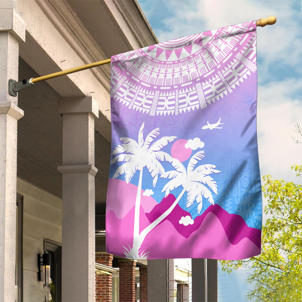 Fiji Your Paradise Festival Garden Flag With Fijian Masi Tapa Pattern LT05 House Flag Blue - Polynesian Pride