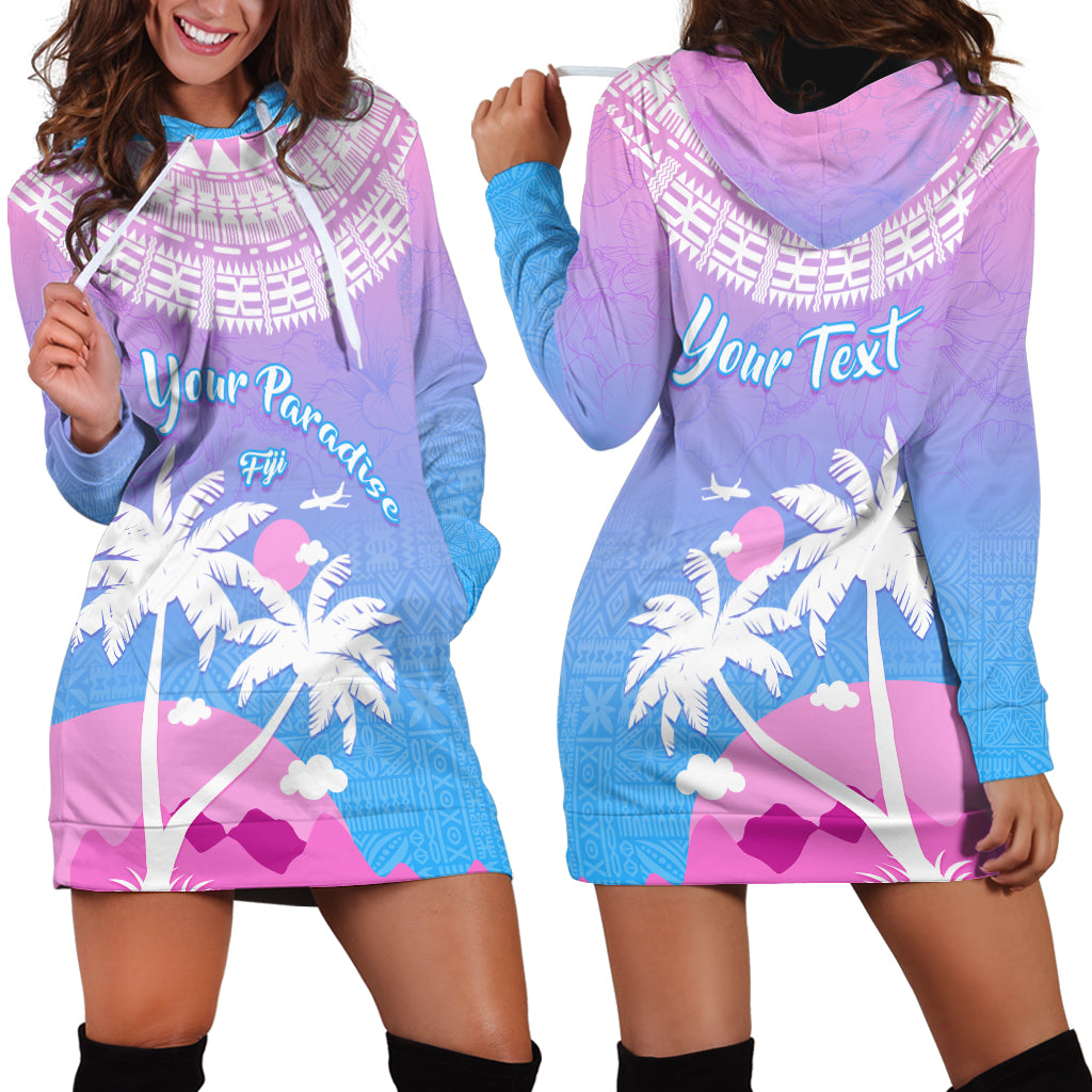 Personalised Fiji Your Paradise Festival Hoodie Dress With Fijian Masi Tapa Pattern LT05 - Polynesian Pride