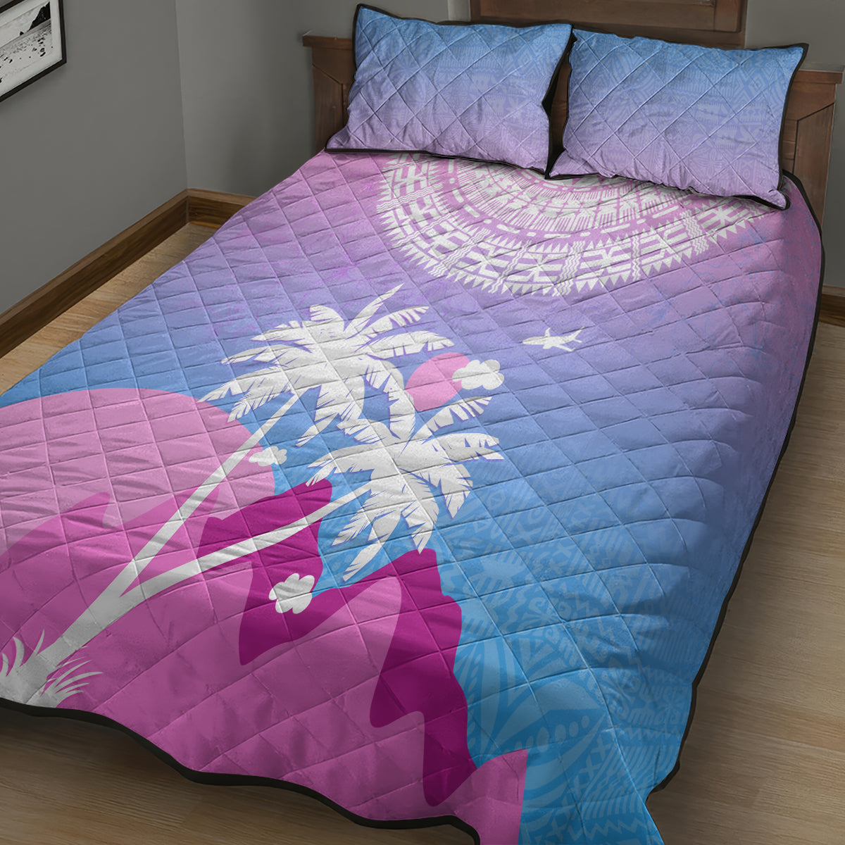 Fiji Your Paradise Festival Quilt Bed Set With Fijian Masi Tapa Pattern LT05 - Polynesian Pride