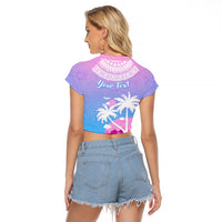 Personalised Fiji Your Paradise Festival Raglan Cropped T Shirt With Fijian Masi Tapa Pattern LT05 - Polynesian Pride