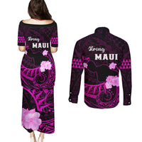 Hawaii Strong Maui Couples Matching Puletasi Dress and Long Sleeve Button Shirt Lahaina Is Not For Sale LT05 - Polynesian Pride