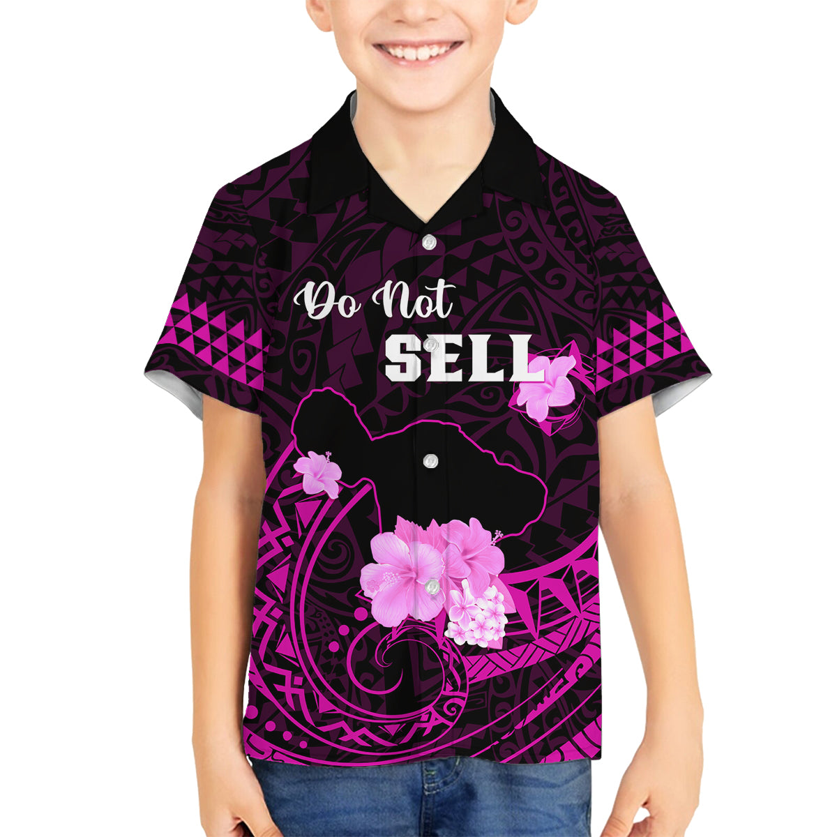 Hawaii Strong Maui Family Matching Off Shoulder Long Sleeve Dress and Hawaiian Shirt Lahaina Is Not For Sale LT05 Son's Shirt Pink - Polynesian Pride