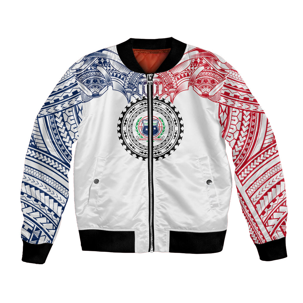 Samoa Black Saturday Bomber Jacket Polynesian Tribal Simple Style LT05 Unisex White - Polynesian Pride
