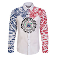 Samoa Black Saturday Family Matching Mermaid Dress and Hawaiian Shirt Polynesian Tribal Simple Style LT05 Dad's Shirt - Long Sleeve White - Polynesian Pride