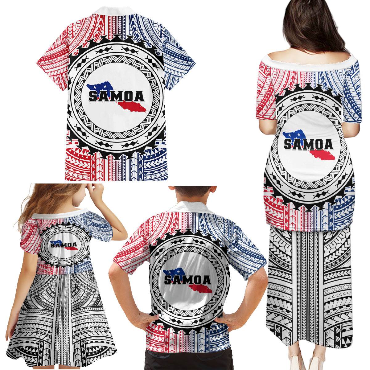 Samoa Black Saturday Family Matching Puletasi Dress and Hawaiian Shirt Polynesian Tribal Simple Style LT05 - Polynesian Pride