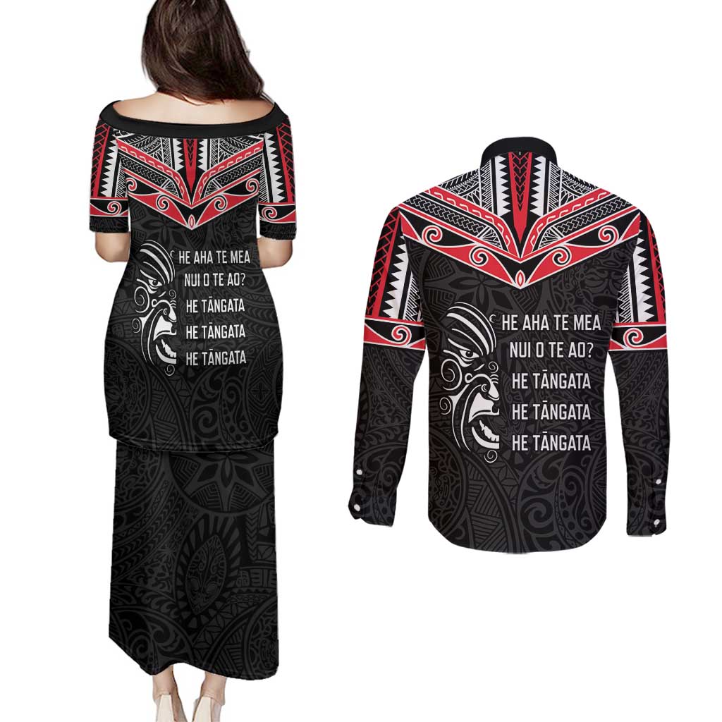 Aotearoa Toitu Te Tiriti Couples Matching Puletasi and Long Sleeve Button Shirt New Zealand Honour The Treaty