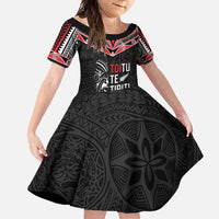 Aotearoa Toitu Te Tiriti Family Matching Mermaid Dress and Hawaiian Shirt New Zealand Honour The Treaty LT05 Daughter's Dress Black - Polynesian Pride