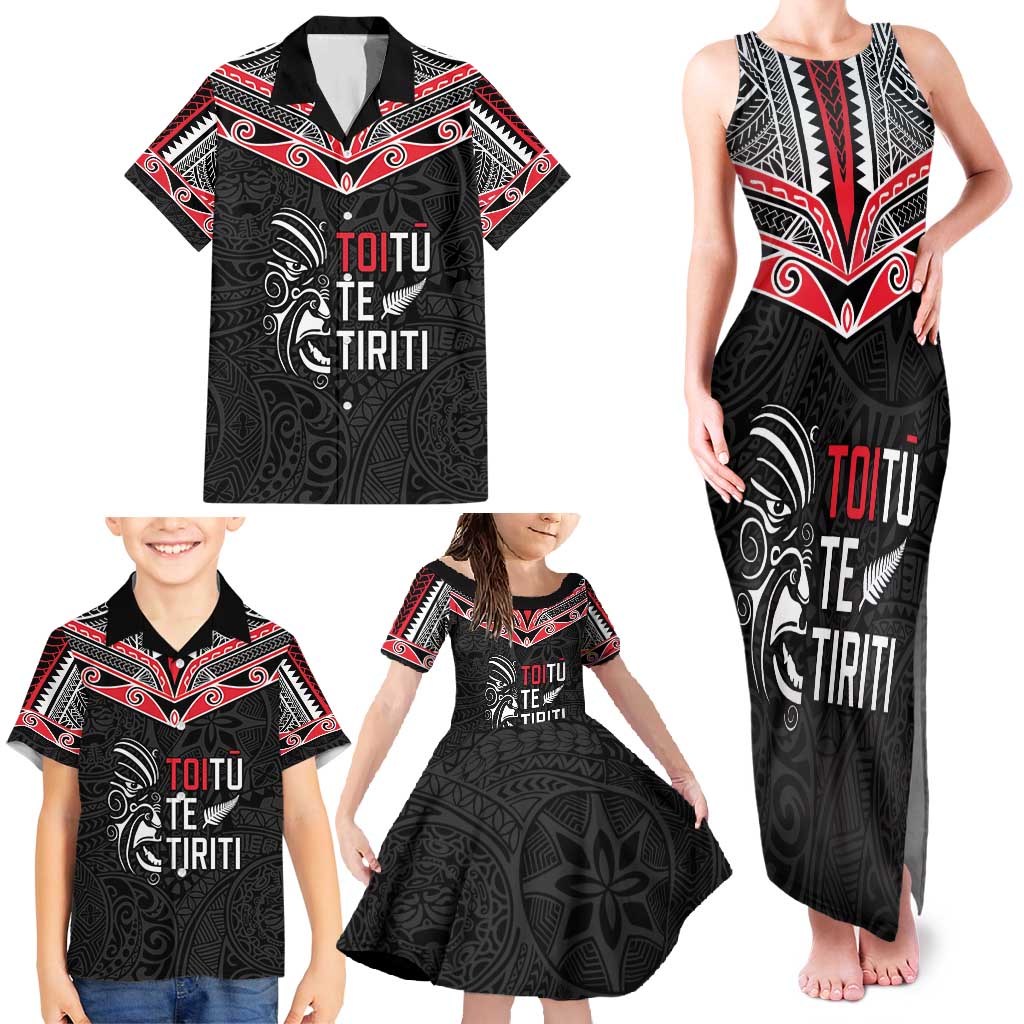 Aotearoa Toitu Te Tiriti Family Matching Tank Maxi Dress and Hawaiian Shirt New Zealand Honour The Treaty