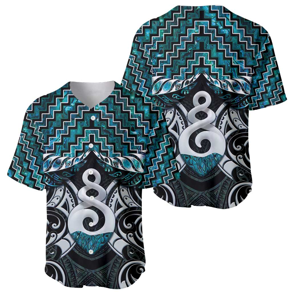 New Zealand Maori Baseball Jersey Poutama Pikorua Turquoise Paua Shell LT05 - Polynesian Pride