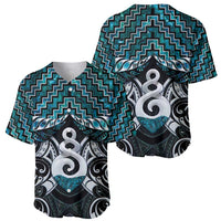 New Zealand Maori Baseball Jersey Poutama Pikorua Turquoise Paua Shell LT05 - Polynesian Pride