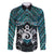 New Zealand Maori Family Matching Short Sleeve Bodycon Dress and Hawaiian Shirt Poutama Pikorua Turquoise Paua Shell