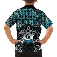 New Zealand Maori Family Matching Tank Maxi Dress and Hawaiian Shirt Poutama Pikorua Turquoise Paua Shell LT05 - Polynesian Pride