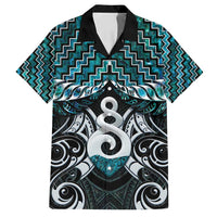 New Zealand Maori Family Matching Tank Maxi Dress and Hawaiian Shirt Poutama Pikorua Turquoise Paua Shell LT05 Dad's Shirt - Short Sleeve Turquoise - Polynesian Pride