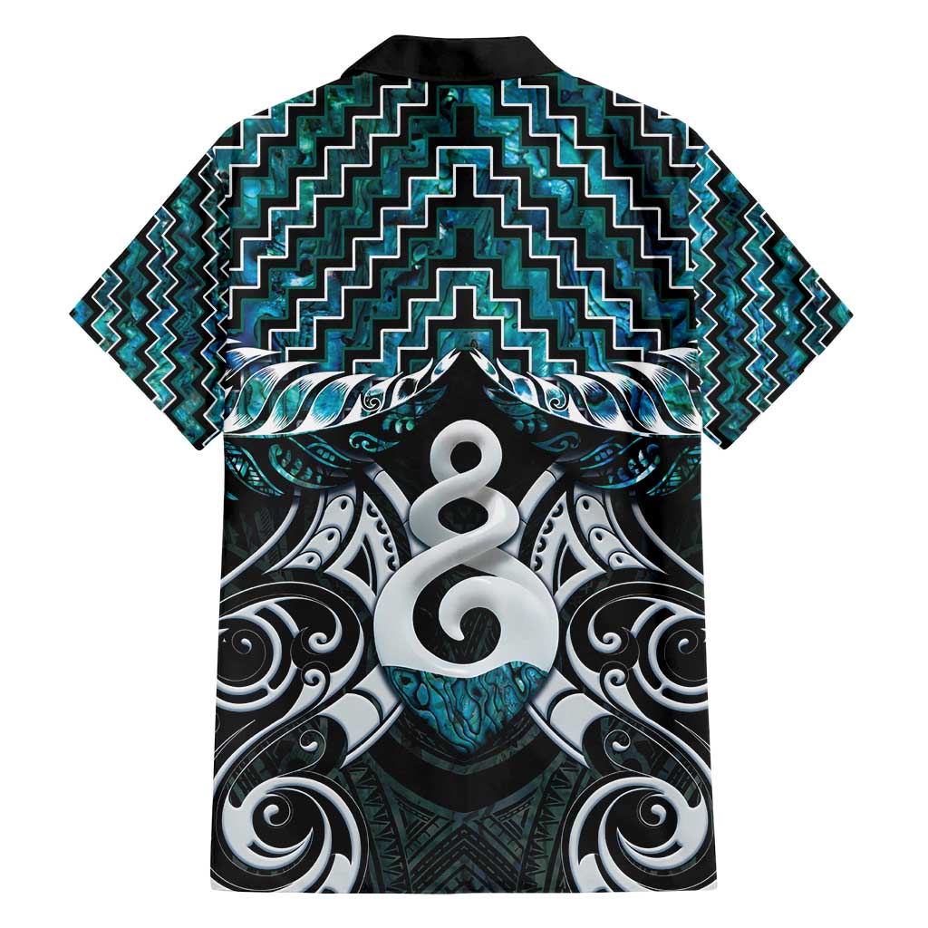 New Zealand Maori Family Matching Tank Maxi Dress and Hawaiian Shirt Poutama Pikorua Turquoise Paua Shell LT05 - Polynesian Pride
