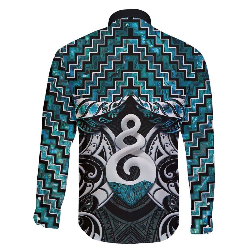 New Zealand Maori Family Matching Tank Maxi Dress and Hawaiian Shirt Poutama Pikorua Turquoise Paua Shell LT05 - Polynesian Pride