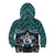 New Zealand Maori Kid Hoodie Poutama Pikorua Turquoise Paua Shell