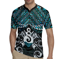 New Zealand Maori Rugby Jersey Poutama Pikorua Turquoise Paua Shell