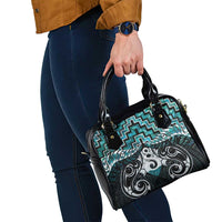 New Zealand Maori Shoulder Handbag Poutama Pikorua Turquoise Paua Shell LT05 - Polynesian Pride