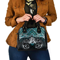 New Zealand Maori Shoulder Handbag Poutama Pikorua Turquoise Paua Shell LT05 - Polynesian Pride
