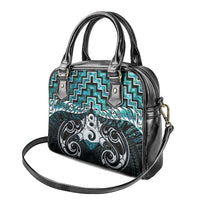New Zealand Maori Shoulder Handbag Poutama Pikorua Turquoise Paua Shell LT05 - Polynesian Pride