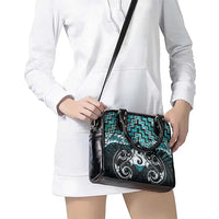 New Zealand Maori Shoulder Handbag Poutama Pikorua Turquoise Paua Shell LT05 - Polynesian Pride