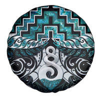 New Zealand Maori Spare Tire Cover Poutama Pikorua Turquoise Paua Shell