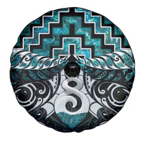 New Zealand Maori Spare Tire Cover Poutama Pikorua Turquoise Paua Shell