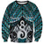 New Zealand Maori Sweatshirt Poutama Pikorua Turquoise Paua Shell