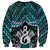 New Zealand Maori Sweatshirt Poutama Pikorua Turquoise Paua Shell