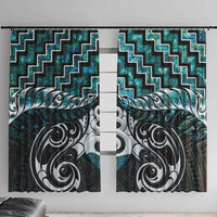 New Zealand Maori Window Curtain Poutama Pikorua Turquoise Paua Shell